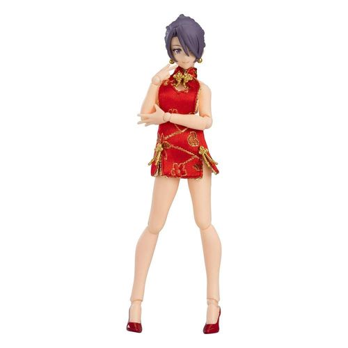 Original Character - Figurine Figma Female Body (Mika) With Mini Skirt Chinese Dress Outfit 13 Cm