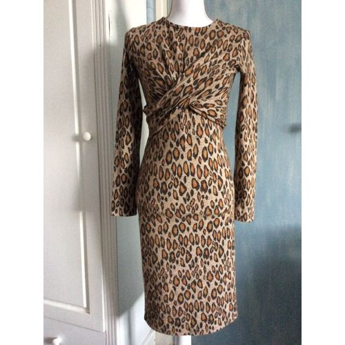 Robe River Island Imprimé Léopard Taille 40 Uk 12