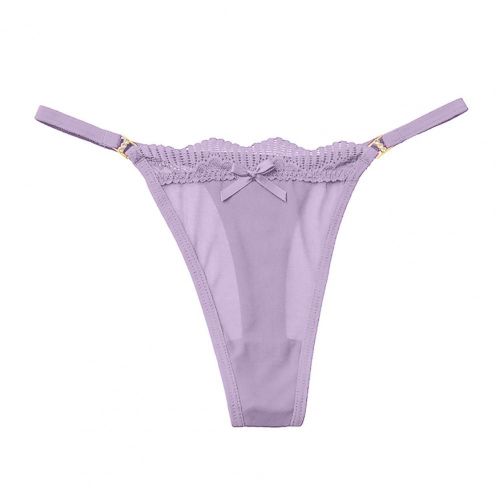 Culotte Transparente Avec N?ud Papillon Pour Femmes, String Taille Basse, Garniture En Dentelle, Ultra-Mince Et Sexy