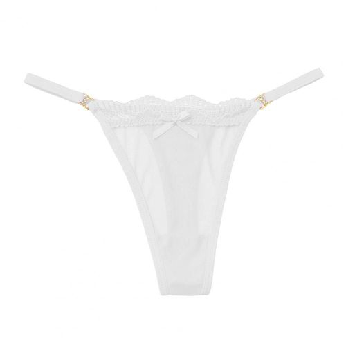 Culotte Transparente Avec N?ud Papillon Pour Femmes, String Taille Basse, Garniture En Dentelle, Ultra-Mince Et Sexy
