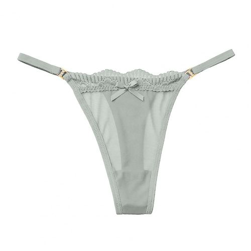 Culotte Transparente Avec N?ud Papillon Pour Femmes, String Taille Basse, Garniture En Dentelle, Ultra-Mince Et Sexy