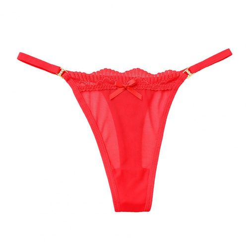 Culotte Transparente Avec N?ud Papillon Pour Femmes, String Taille Basse, Garniture En Dentelle, Ultra-Mince Et Sexy