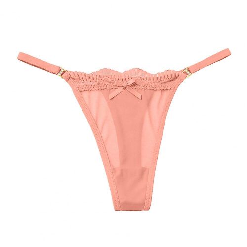 Culotte Transparente Avec N?ud Papillon Pour Femmes, String Taille Basse, Garniture En Dentelle, Ultra-Mince Et Sexy