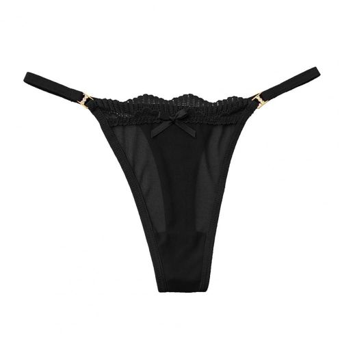 Culotte Transparente Avec N?ud Papillon Pour Femmes, String Taille Basse, Garniture En Dentelle, Ultra-Mince Et Sexy