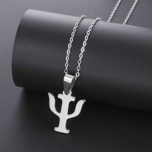 Collier Pendentif Avec Symbole Psi En Acier Inoxydable, Bijou Avec Alphabet Grec, Cadeau Pour Hommes Et Femmes, Design Simple