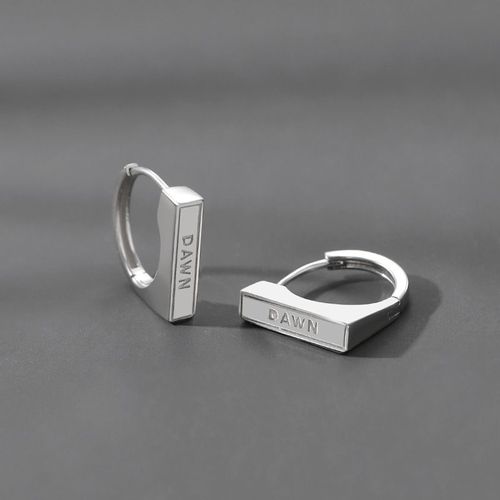 Boucles D'oreilles Huggie Créoles Géométriques Délicates Pour Hommes, Personnalité Créative, Alphabet Aube Anglais, Hypoallergénique, Bijoux Cadeau