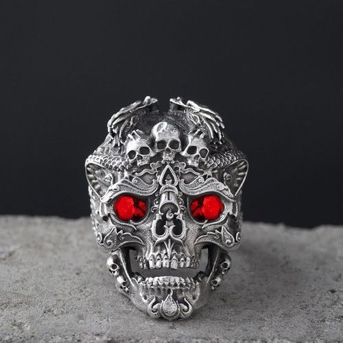 Bague Tête De Mort Gothique Rétro Pour Homme, Punk Rock, Bijoux Losaditifs, Cadeau D'halloween