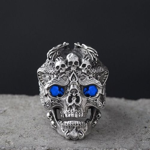 Bague Tête De Mort Gothique Rétro Pour Homme, Punk Rock, Bijoux Losaditifs, Cadeau D'halloween