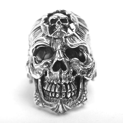 Bague Tête De Mort Gothique Punk Vintage Pour Hommes, Métal Bouddhiste, Rock, Bijoux De Cavalier De Fête, Haute Qualité