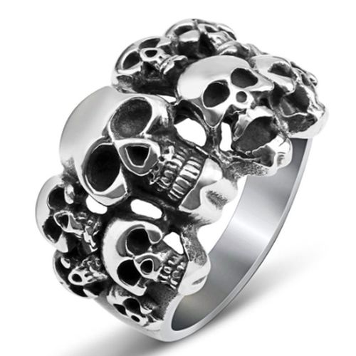 Bague Tête De Mort Gothique Punk Vintage Pour Hommes, Métal Bouddhiste, Rock, Bijoux De Cavalier De Fête, Haute Qualité