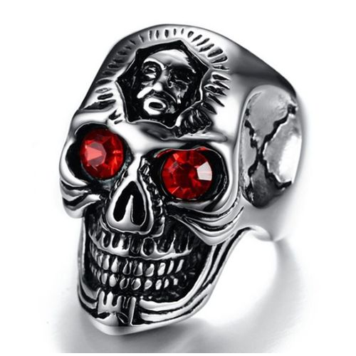 Bague Tête De Mort Gothique Punk Vintage Pour Hommes, Métal Bouddhiste, Rock, Bijoux De Cavalier De Fête, Haute Qualité