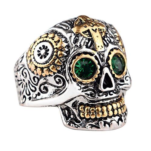 Bague Tête De Mort Gothique Punk Vintage Pour Hommes, Métal Bouddhiste, Rock, Bijoux De Cavalier De Fête, Haute Qualité