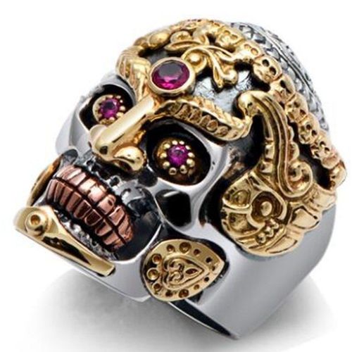 Bague Tête De Mort Gothique Punk Vintage Pour Hommes, Métal Bouddhiste, Rock, Bijoux De Cavalier De Fête, Haute Qualité