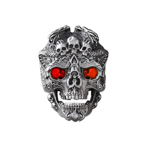 Bague Tête De Mort Gothique Punk Vintage Pour Hommes, Métal Bouddhiste, Rock, Bijoux De Cavalier De Fête, Haute Qualité
