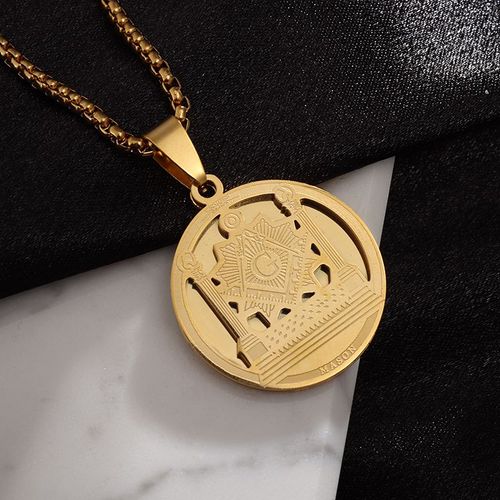 Collier Pendentif Maçonnique En Acier Inoxydable Pour Homme, Décontracté, Simple, Tendance Classique, Franc-Maçon, Bijoux Mjolnir, Cadeau