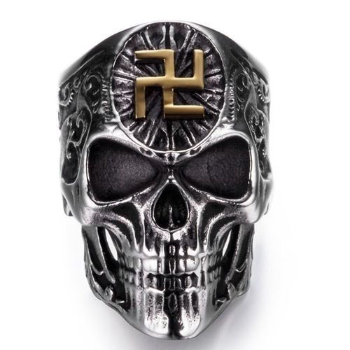 Bague Tête De Mort Gothique Punk Vintage Pour Hommes, Métal Bouddhiste, Rock, Bijoux De Cavalier De Fête, Haute Qualité