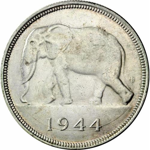Piece Congo Belge 50 Franc En Argent De 1944 (Elephant)