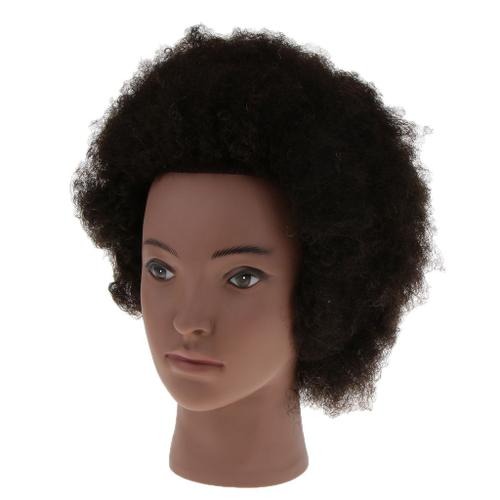 19,7 Pouces Tête d'Exercice de Vria Cheveux d'Afro Noir Naturel Tête à  Coiffer Coiffure Femme Mannequin