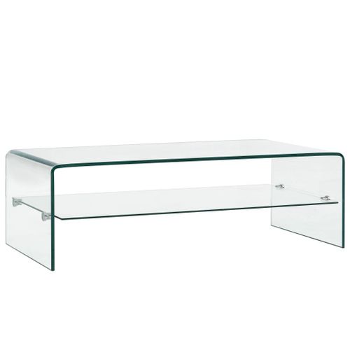 Table Basse Clair 98 X 45 X 31 Cm Verre Trempé
