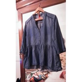 Blouse 3/4 Bleue Haut Boutonné 42 Xl Miss Captain .