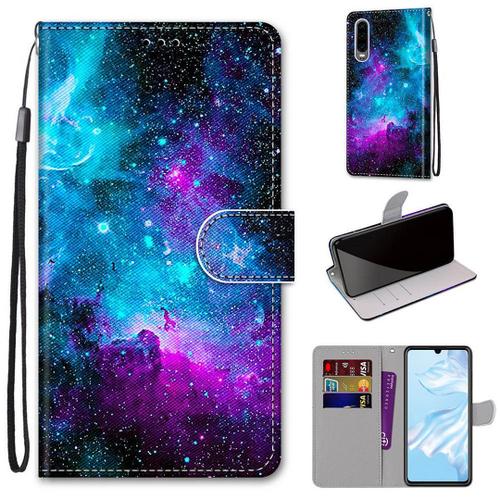 Huawei P30 Coque, Saturcase Beau Pu Cuir Magnétique Flip Portefeuille Support Porte-Carte Dragonne Protecteur Coque Housse Étui Pour Huawei P30 (Dh-8)