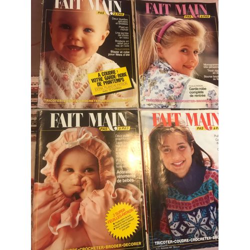 Fait Main 1991- N 4, 8, 9 & 11- Layette, Plaids, Chiots Tissu, Blazer, Broderie Sac En Soie, Bourse Brodée, Pulls Graphiques, Coloriés,Fleuri Crochet Tunisien,Calendrier De L Avent Brodé,Couronne Noël
