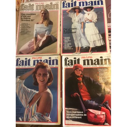 Fait Main 1988- N 5, 7, 8 Et 11 - Ciel Et Blanc, Layette, Toile Cirée, Tapis Rya, Modèle Année 50, Poupée Barbie, Peindre Foulard En Soie, Pull Olympique,Jacquard,Marinière,Tapis En Lirettes,Irlandais