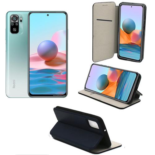 Xiaomi Redmi Note 10 4g Etui Protection Portefeuille Bleu À Rabat Avec Porte Cartes - Housse Folio Bleue Navy Coque Silicone Antichoc Smartphone 2021 - Accessoires Pochette Case