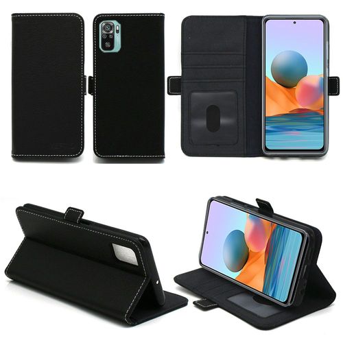 Xiaomi Redmi Note 10 4g Housse Portefeuille Noire Protection À Rabat Avec Porte Cartes - Etui Xiaomi Redmi Note 10 4g Noir Folio Coque Silicone Antichoc Smartphone 2021 - Accessoires Pochette Case
