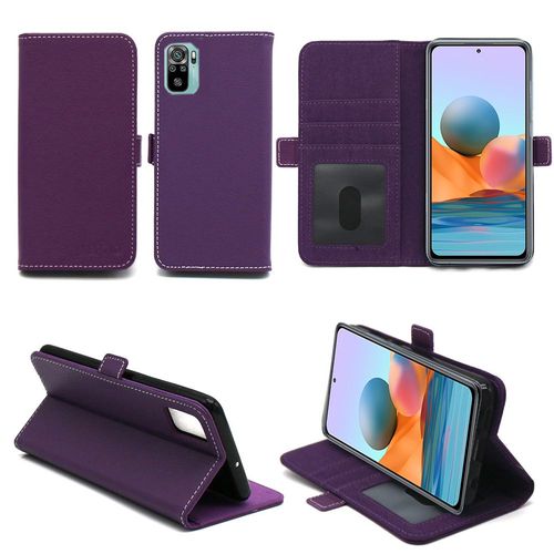 Xiaomi Redmi Note 10 4g Housse Portefeuille Violette Protection À Rabat Avec Porte Cartes - Etui Violet Xiaomi Redmi Note 10 4g Noir Folio Coque Silicone Antichoc Smartphone 2021 - Accessoires Pochette Case