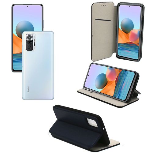 Xiaomi Redmi Note 10 Pro 4g Etui Protection Portefeuille Bleu À Rabat Avec Porte Cartes - Housse Folio Bleue Navy Coque Silicone Antichoc Smartphone 2021 - Accessoires Pochette Case