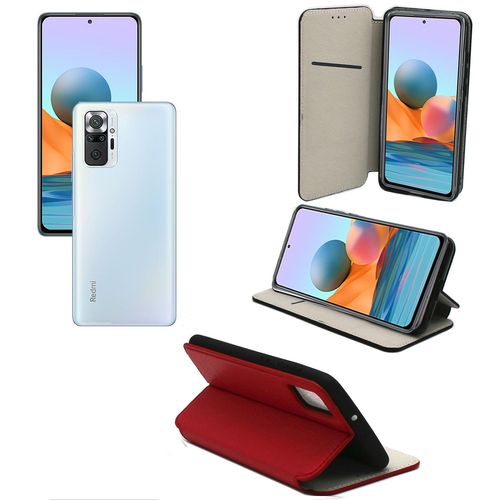 Xiaomi Redmi Note 10 Pro 4g Etui Protection Portefeuille Rouge À Rabat Avec Porte Cartes - Housse Xiaomi Redmi Note 10 Pro 4g Folio Coque Silicone Antichoc Smartphone 2021 - Accessoires Pochette Case