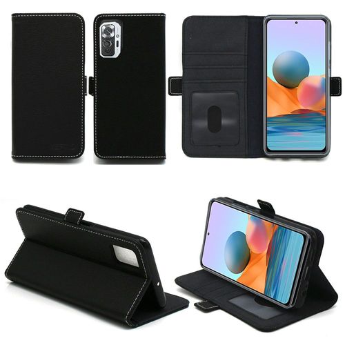 Xiaomi Redmi Note 10 Pro 4g Housse Portefeuille Noire Protection À Rabat Avec Porte Cartes - Etui Xiaomi Redmi Note 10 Pro 4g Noir Folio Coque Silicone Antichoc Smartphone 2021 - Accessoires Pochette Case