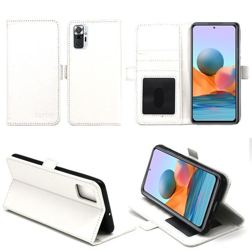 Xiaomi Redmi Note 10 Pro 4g Housse Portefeuille Blanche Protection À Rabat Avec Porte Cartes - Etui Blanc Xiaomi Redmi Note 10 Pro 4g Noir Folio Coque Silicone Antichoc Smartphone 2021 - Accessoires Pochette Case