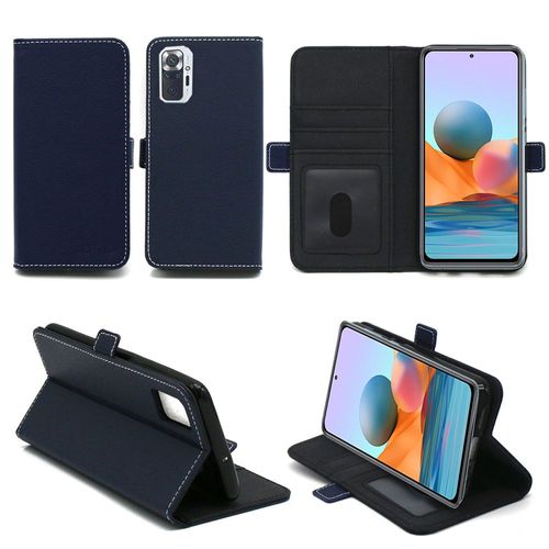 Xiaomi Redmi Note 10 Pro 4g Housse Portefeuille Bleue Protection À Rabat Avec Porte Cartes - Etui Bleu Xiaomi Redmi Note 10 Pro 4g Noir Folio Coque Silicone Antichoc Smartphone 2021 - Accessoires Pochette Case