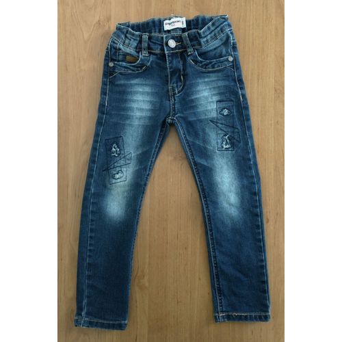 Jean Bleu Marine Delave Plisse Dechire. Redskins Kids. Taille 4 Ans