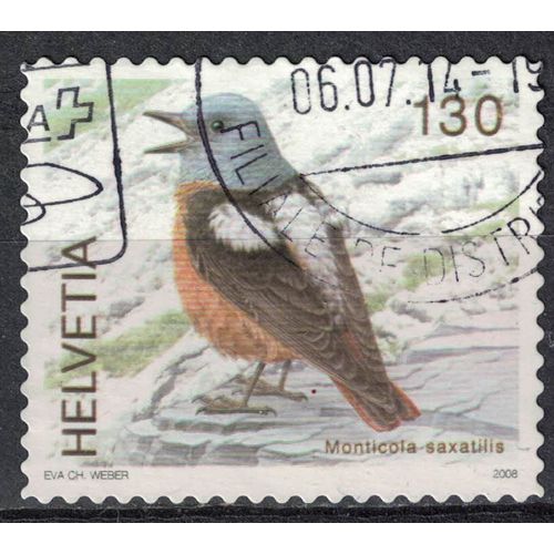 Suisse 2008 Oblitéré Rond Stamp Oiseau Monticola Saxatilis Monticole Merle-De-Roche
