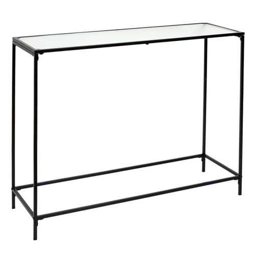 Glassi - Console Noire Plateau En Verre Texturé