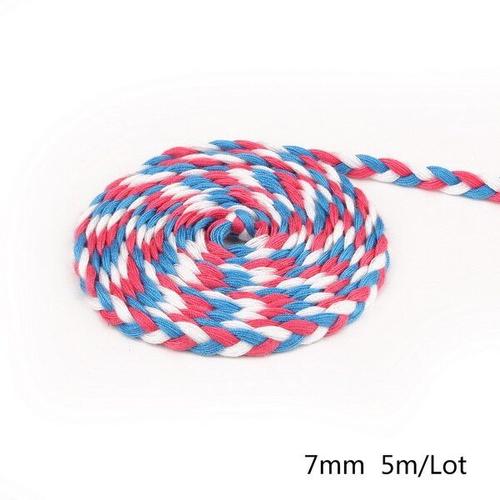 Cordes tressées en Polyester colorées 7mm Cordes colorées en corde tressée,  artisanat en corde épaisse décorative noir blanc pour boîte cadeau, 5