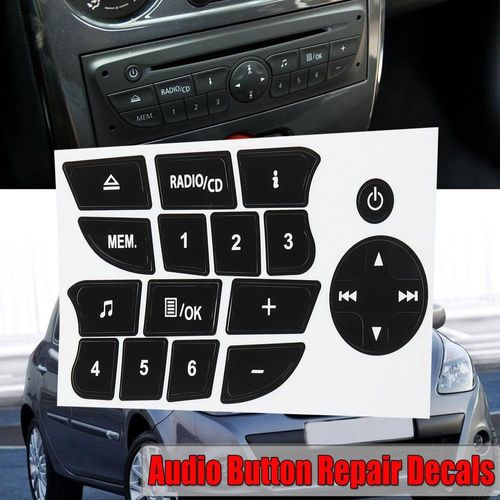 Autocollants De Réparation De Boutons De Voiture, Autocollants De Réparation De Boutons Audio De Radio Cd, Autocollants Pour Twingo, Renault Clio Et Megane, 2009-2011