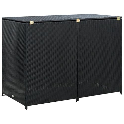 Abris Pour Poubelle Double Résine Tressée Noir 148x80x111 Cm