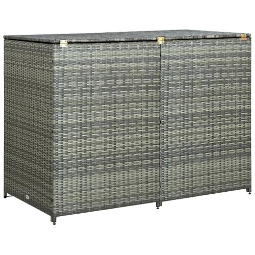 Abri De Poubelle Double Résine Tressée Anthracite 148x77x111cm