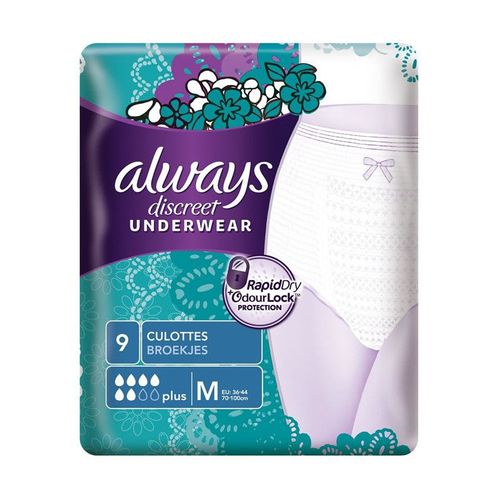 Lot De 2 - Always : Discreet Underwear- Sous-Vêtements Fuites Urinaires Taille M Plus - 9 Sous-Vêtements 