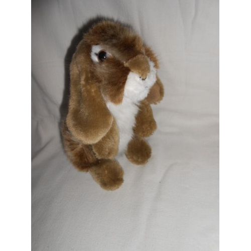 Doudou Peluche Lapin Assis Belier Beige Creme Ecru Marron 18cm Gipsy