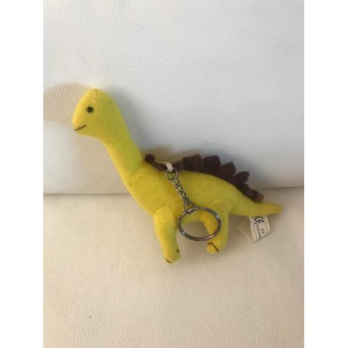 Porte Clés Doudou Peluche Dinosaure Jaune Souriant Ce Lavable 17 Cm