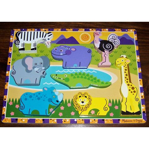 Puzzle En Bois 8 Pièces Animaux De Safari Melissa & Doug