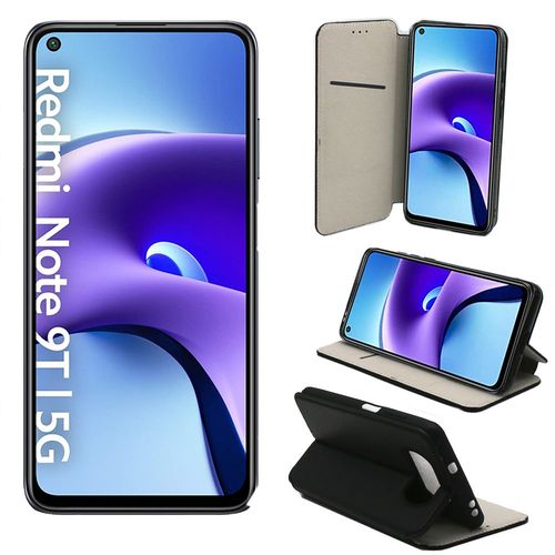 Xiaomi Redmi Note 9t 5g Etui Noir Protection Portefeuille À Rabat Avec Porte Cartes - Housse Xiaomi Redmi Note 9t 5g Noire Folio Coque Silicone Antichoc Smartphone 2021 - Accessoires Pochette Case