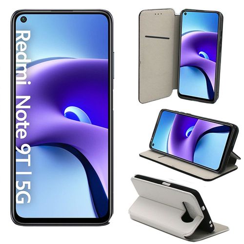 Xiaomi Redmi Note 9t 5g Etui Protection Portefeuille Blanc À Rabat Avec Porte Cartes - Housse Xiaomi Redmi Note 9t 5g Folio Blanche Coque Silicone Antichoc Smartphone 2021 - Accessoires Pochette Case