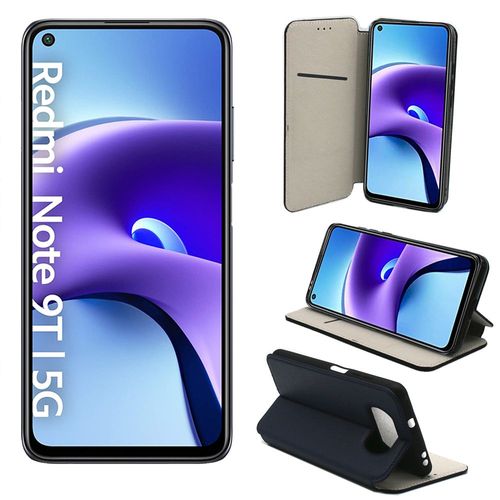 Xiaomi Redmi Note 9t 5g Etui Protection Portefeuille Bleu À Rabat Avec Porte Cartes - Housse Folio Bleue Navy Coque Silicone Antichoc Smartphone 2021 - Accessoires Pochette Case