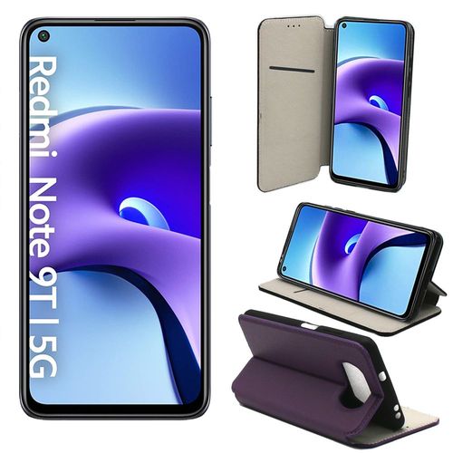 Xiaomi Redmi Note 9t 5g Etui Protection Portefeuille Violet À Rabat Avec Porte Cartes - Housse Xiaomi Redmi Note 9t 5g Folio Violette Coque Silicone Antichoc Smartphone 2021 - Accessoires Pochette Case